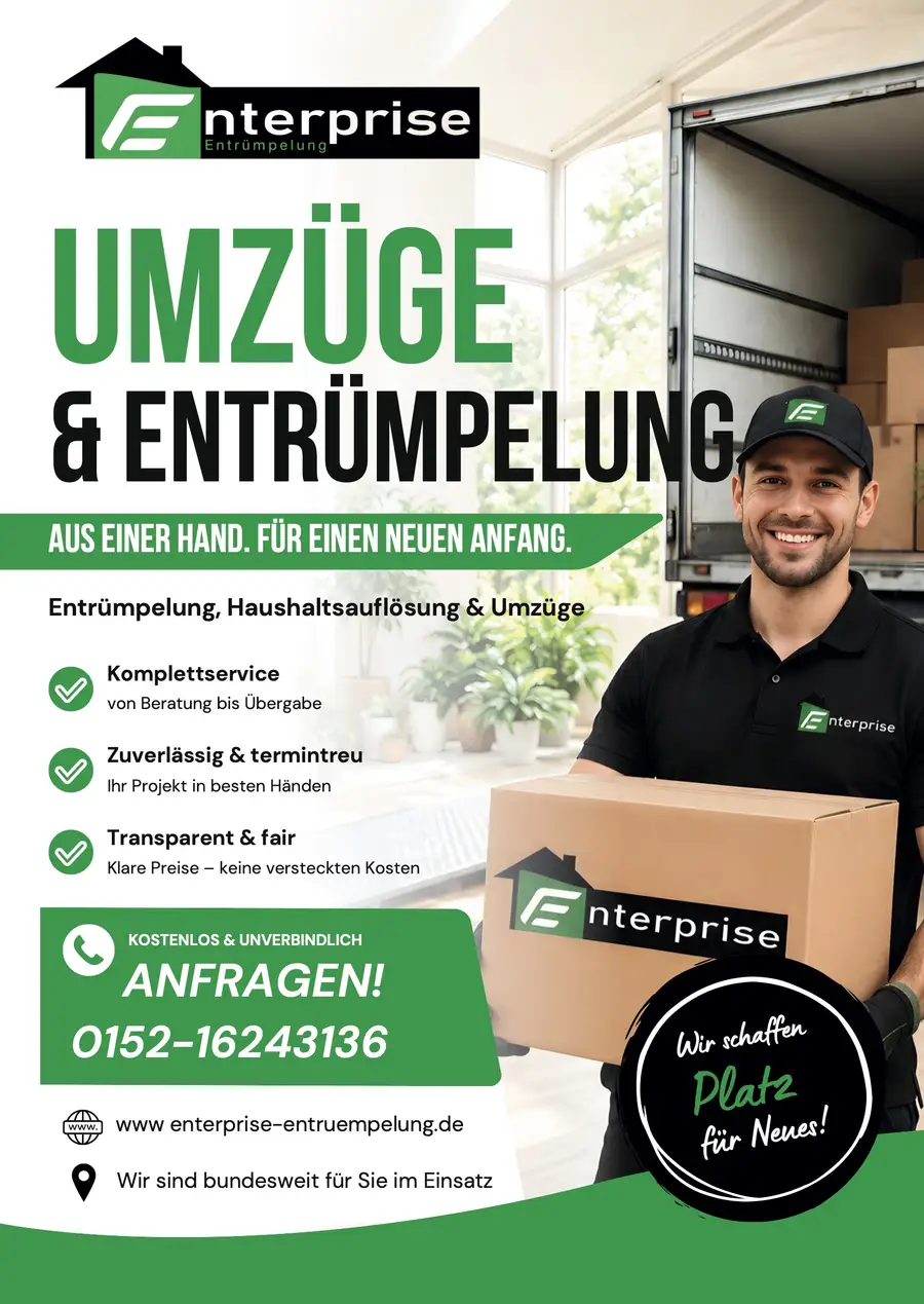 Flyer Enterprise Entrümpelung: Leistungen und Ablauf, Rückseite
