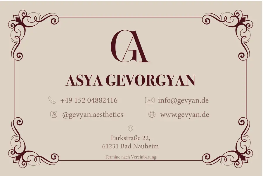 Visitenkarten für Gévyan Aesthetics, Vorderseite