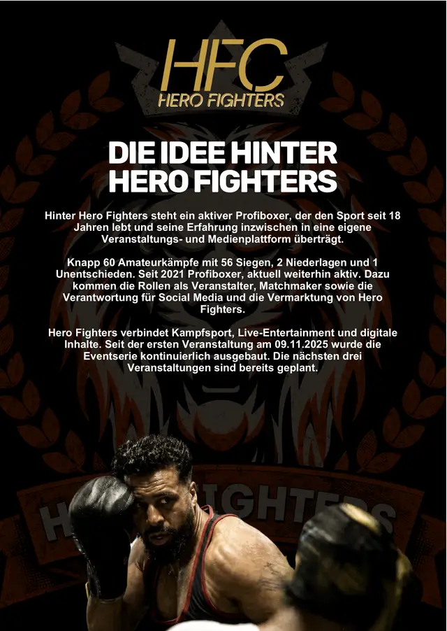 Info-Flyer: Die Idee hinter Hero Fighters, Vorderseite