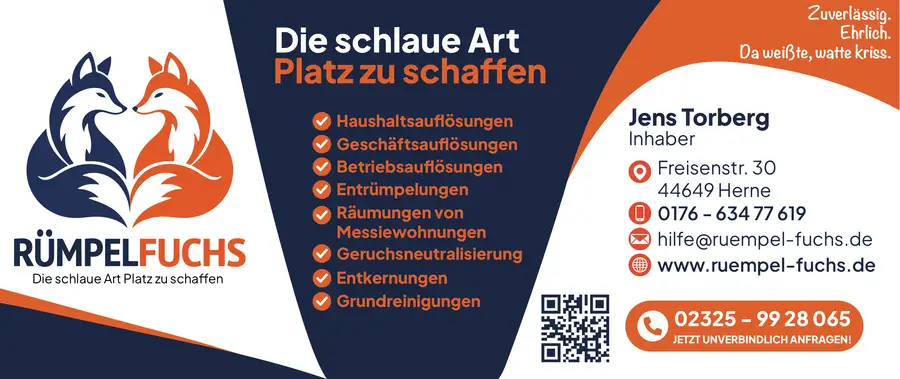 Werbeplane Rümpelfuchs 1,9 × 0,8 m