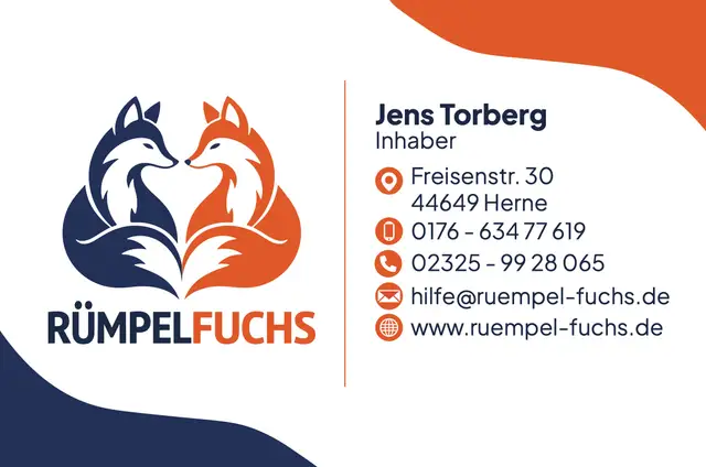 Visitenkarten Rümpelfuchs, Rückseite
